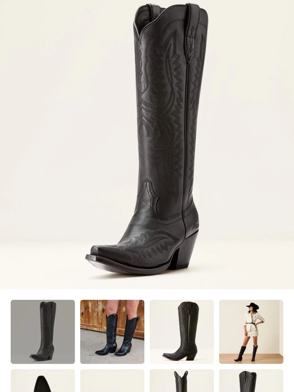 Ariat Casanova Black Embroidered Over-the-Knee Western Boots 8.5